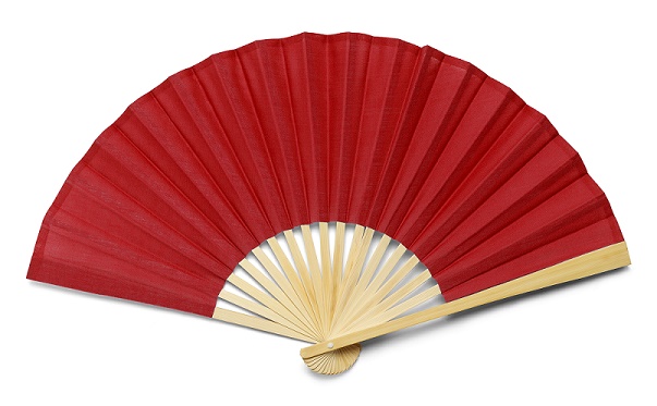 Red Open Hand Fan Isolated on a White Background.